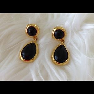 Vintage Anne Klein Black & Gold Earrings